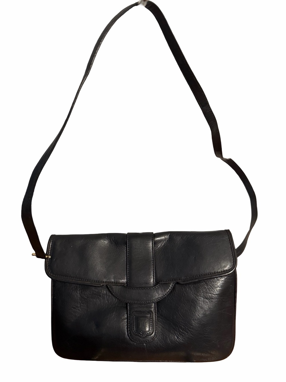 Celine Black Leather Messenger Shoulder Bag with certificate of authenticity